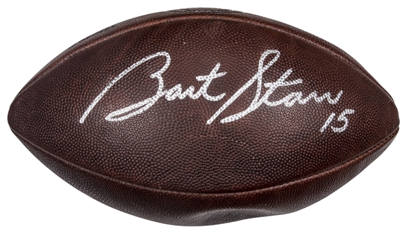 Bart Starr Autographed and Inscribed "15" Wilson Football (JSA)